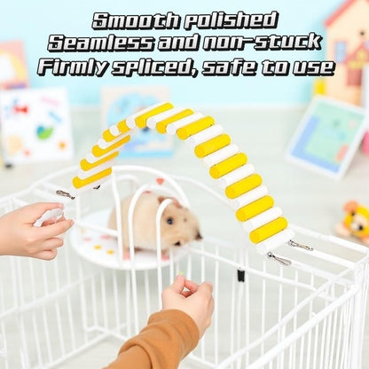 2Pcs Hamster Swing Toy, Soft Climbing Ladder, Wooden Arch Bridge, Hideaway Fence Tunnel, Landscape Supplies Climbing Ladder (Purple White)