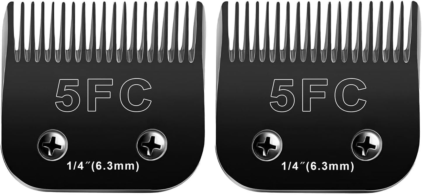 2PCS 5FC Blades Dog Grooming Blades Compatible with Andis/Oster A5/Wahl KM-10 Series Dog Clippers,Detachable Clipper Replacement Blade,Black(5FC/2PCS)
