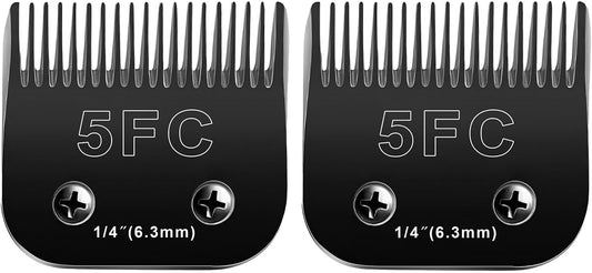 2PCS 5FC Blades Dog Grooming Blades Compatible with Andis/Oster A5/Wahl KM-10 Series Dog Clippers,Detachable Clipper Replacement Blade,Black(5FC/2PCS)