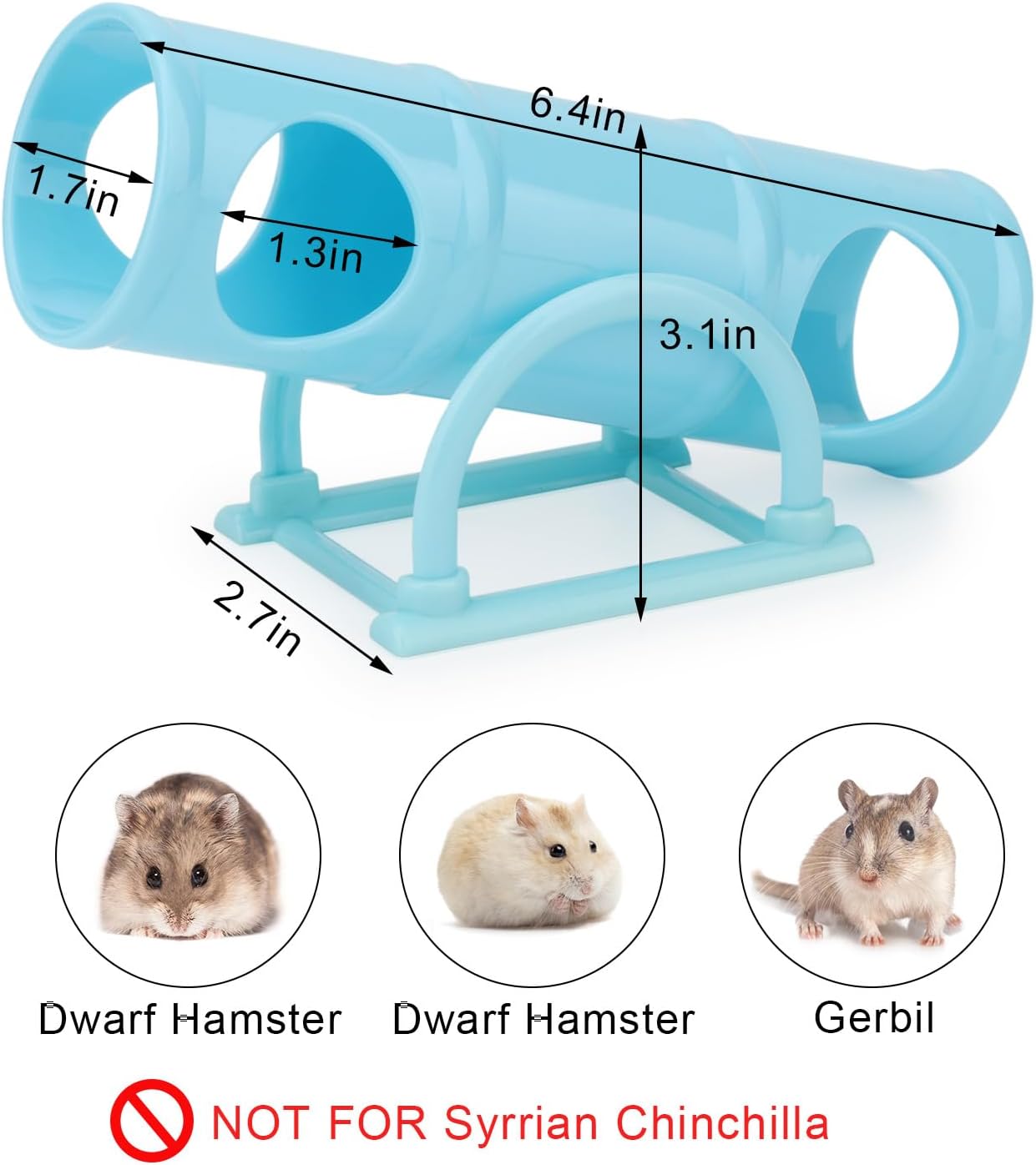Hypeety Hamster Plastic Seesaw Tunnel Toy Hamster Mouse Hollow Tunnel Tube Toy Funny Exercise Gym Playground for Hmaster Dwarf Gerbil Small Pets (Blue)