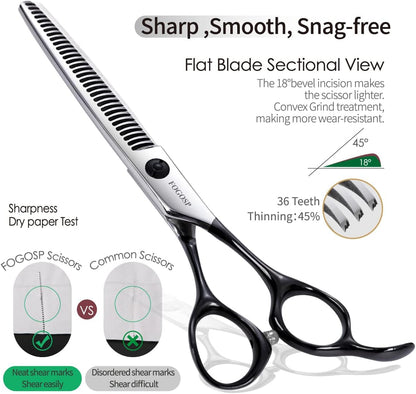 Dog Thinning Shears for Grooming 36 Teeth 6.5" Dog Blending Shears for Grooming Small Medium Dogs Professional Pet Thinners Blenders Scissors for Right Groomer(Blender, Black)