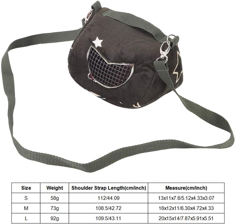 Small Pet Carrier Bag, Blackish Green Flannelette Portable Breathable Pet Hamster Carrier Outgoing Bag for Small Pets Animal(M)