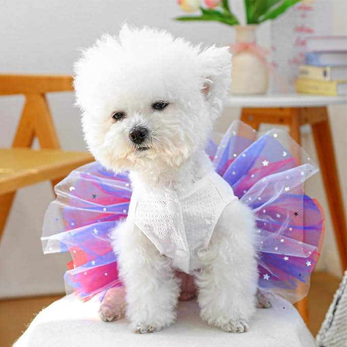 ANIAC 4th of July Girl Dog Dress with Stars Independence Puppy Clothes for Small Dog 1st Independent Day Cat Outfit Patriotic Pet Princess Tutu Skirt (Independence, X-Large)