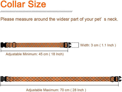 Orange Black Plaid Gingham Thanksgiving Dog Collars Soft Adjustable Collar Strap for Small Medium Large Dogs Cats Pet