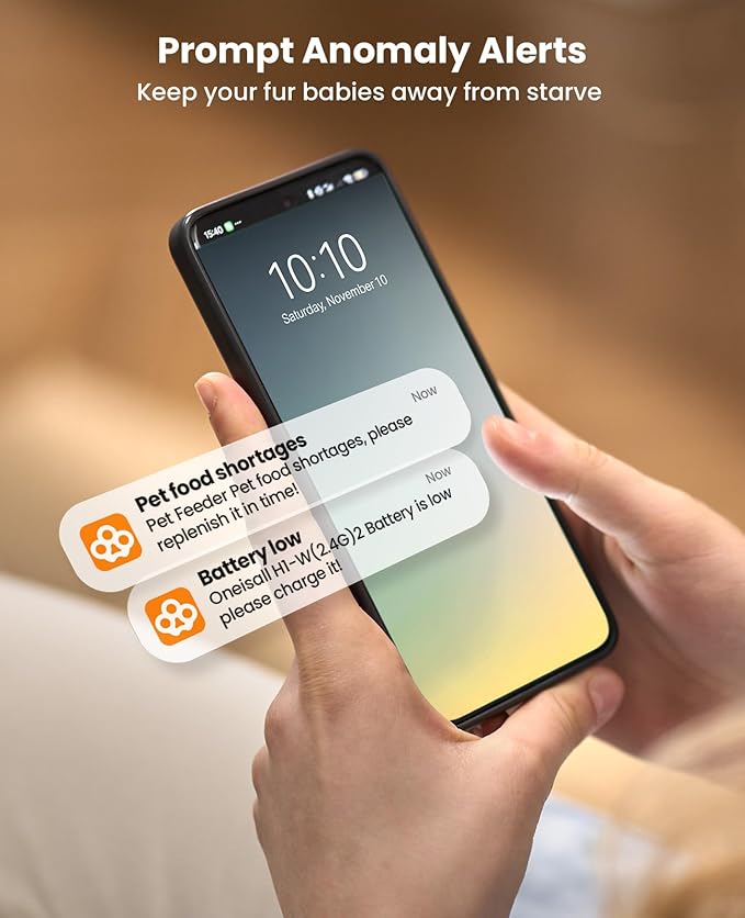 oneisall Wireless WiFi Automatic Cat Feeders 2 Cat, Rechargeable 100-Day Battery Operated Timed Cats Feeder, 20 Cups/5L Cats Food Dispenser Automatic for Large Kibble, Smart App Control.