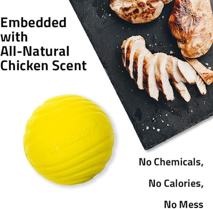 Playology Dog Toys | Dual Layer Ball Durable Chew Toy for Aggressive Chewers | Jumbo Chicken Scented Toy - Easy to Clean and Made from Non Toxic Materials