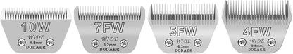 10W+7FW+5FW+4FW Detachable Dog Grooming Wide Blades,Cut Length 1/16"(1.5mm) to 3/8”(9.5mm) Compatible with Andis,Oster A5,Wahl KM10 Series Clippers,4 Pack