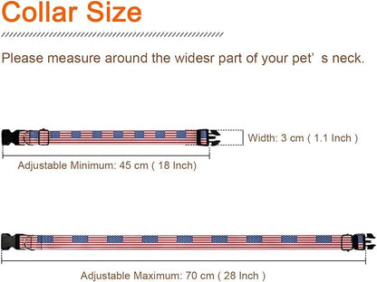 USA Flag Red White Stripes Pet Collars Dog Collars Soft Elastic Neck Strap for Female Male Puppy Cats