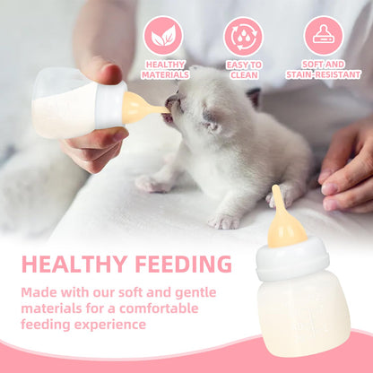 Professional Kitten Bottle Feeding Kit, Nipple&Feeding Kit for Kittens and Puppies, Reusable Newborn Kitten Supplies, Suitable for Feeding Kitten, Puppy, Rabbit.