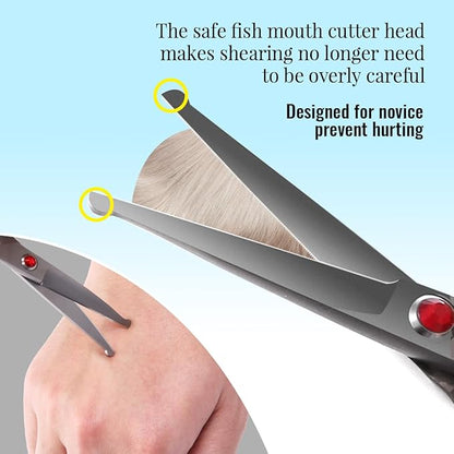 4.5" Dog Grooming Scissors - 3 Pcs Curved & Straight Thinning Shears for Small Dogs & Cats - Japan 440C Stainless Steel