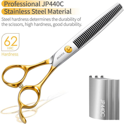 Dog Thinning Shears for Grooming 36 Teeth 6.5" Dog Blending Shears for Grooming Small Medium Dogs Professional Pet Thinners Blenders Scissors for Right Groomer(Blender, Gold)