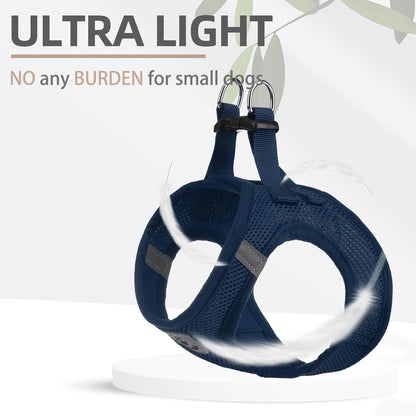 PUPTECK Adjustable Dog Harness Collar and Leash Set Step in No Pull Pet Harness for Small Medium Dogs Puppy and Cats Outdoor Walking Running, Soft Mesh Padded Reflective Vest Harnesses