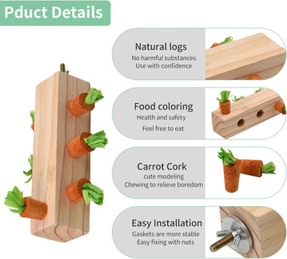 Bird Toys, Bird Chew Toy Cork Wooden Block Parrot Foraging Toys Birdcage Accessories for Conures Parakeets Cockatiels Lovebirds African Grey Macaws (Carrot Cork)