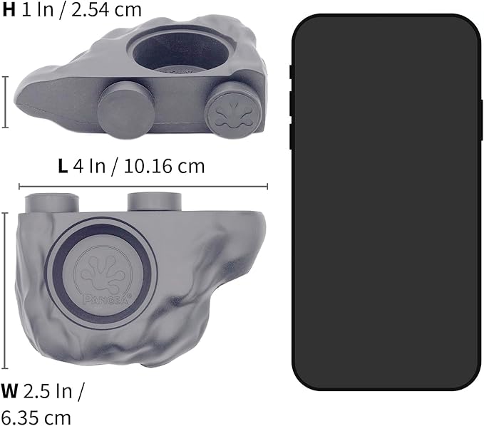 Pangea Silicone Gecko Feeding Ledge - Magnetic Mini Food Dish for Reptile Tank - 4.125" x 2.625" x 1.18" - Fits 0.5oz Cups (Gray)