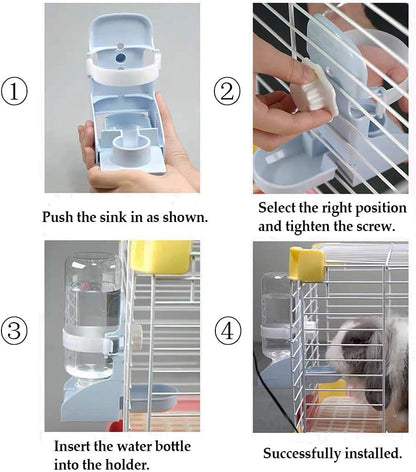 kathson Rabbit Water Bottle, 17oz Hanging Water Fountain Automatic Dispenser No Leak WaterFeeder for Bunny Chinchilla Guinea Pig Hedgehog Ferret, Blue