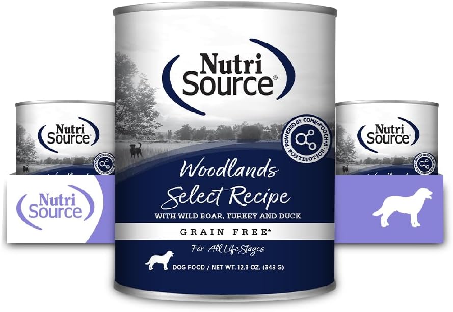 NutriSource Grain Free Woodlands Select Recipe Dog Food, Premium Wet Dog Food, 12.3 Ounce (Pack of 12)