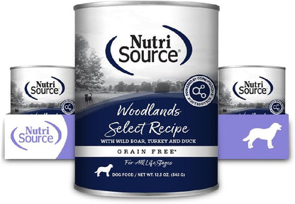 NutriSource Grain Free Woodlands Select Recipe Dog Food, Premium Wet Dog Food, 12.3 Ounce (Pack of 12)