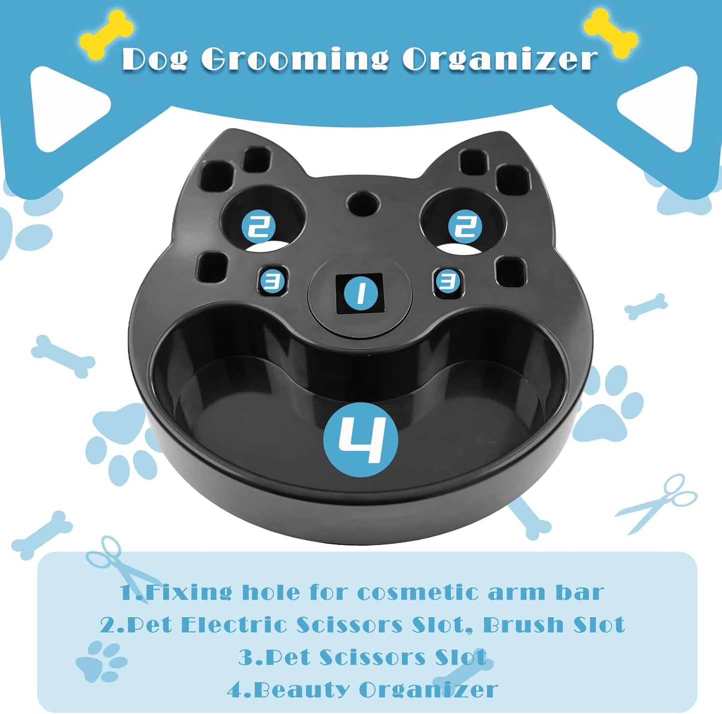 Dog Grooming Organizer – Adjustable Beauty Tools Organizer & Pet Grooming Storage Rack for Scissors, Brushes & Accessories