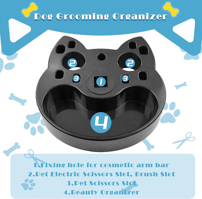 Dog Grooming Organizer – Adjustable Beauty Tools Organizer & Pet Grooming Storage Rack for Scissors, Brushes & Accessories