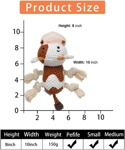 Dog Toys Set, Large Dogs Toy, Stuffed Animal Dog Chew Toy, Soft Plush Dogs Toys Pack for Small. Middle, Large Breed(3-Pack, Cow)