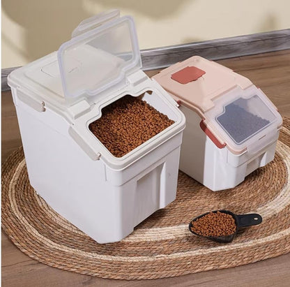 Large Flour Storage Container Bin 25lb,4 Pack Airtight Rice Storage Containers with Wheels Seal Locking Lid BPA Free with Measuring Cup,Scoop for Flour, Rice, Grain, Dry Food - Grey