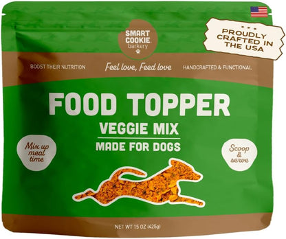 Smart Cookie Natural Dog Food Topper - Veggie - Dog Meal Mixer for All Ages - Vegan Food Topper for Picky Eaters and Boosting Nutrition - Non GMO, Made in The USA - 15 oz Bag (30 Day Supply)