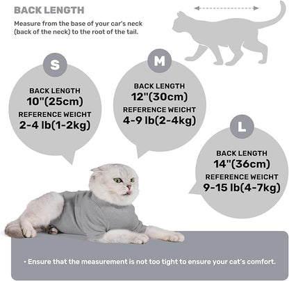 Breathable Cat Recovery Suit for Female/Male, Anti-Licking Kitten Onesie - Cat Surgery Pajamas with Sleeve After Spay, Prevent Shedding, Abdominal Wounds, Skin Diseases or E-Collar Alternative