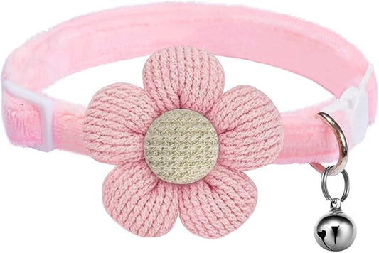 Breakaway Cat Collars with Bells, MUZIEBA Kitten Collar for Girl Boy Adjustable Safety Kitty Collars for Cats Puppy and Small Pets (Pink)