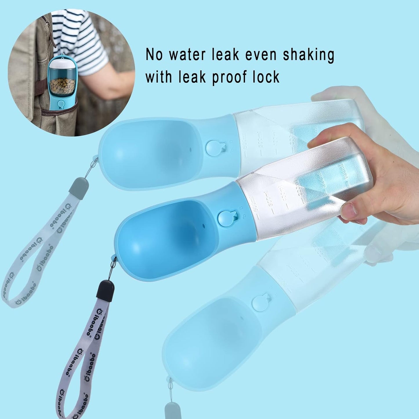 Dog Water Bottle with Food Container & Poop Bag Holder, Travel Water Bowl, Portable Pet Dispenser, Dog Gifts Stuff Accessories Items, Puppy Essentials for Yorkie Chihuahua Walking Hiking