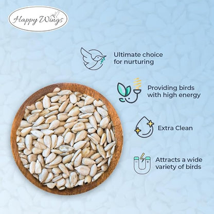 Happy Wings Sunflower Hearts & Chips - Sunflower Kernels and Chips Bird Food - 5 Lb No Mess, No Waste I No Grow Seed | Bird Seed for Wild Birds