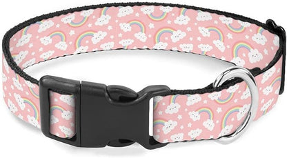 Rainbow Cloud Pink Pet Collar Cat Dog Neck Strap Quick Release Buckle Adjustable Female Male Puppy Corgi