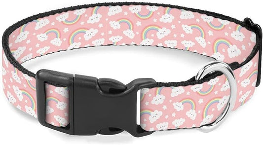 Rainbow Cloud Pink Pet Collar Cat Dog Neck Strap Quick Release Buckle Adjustable Female Male Puppy Corgi