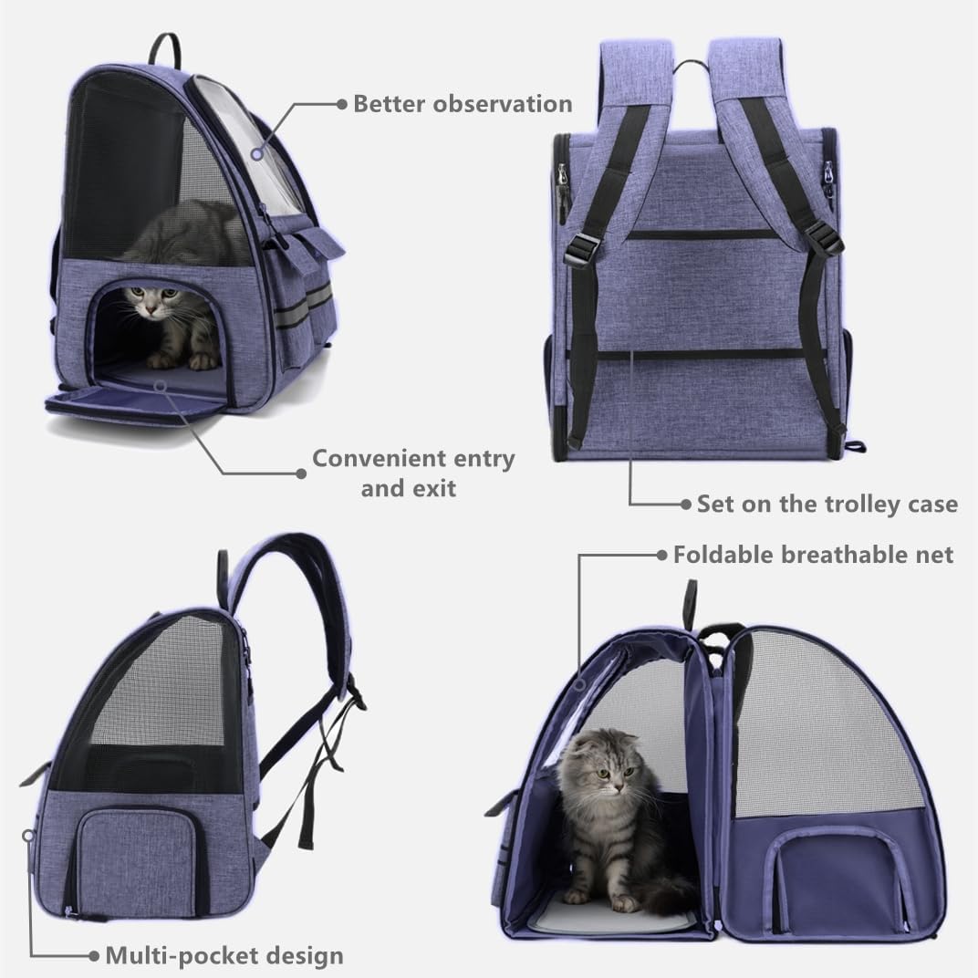 Cat Backpack Carrier Small Dogs Backpack Carrier,Large Space Breathable Cat Bubble Backpack,Shaded Puppy Backpack Carrier,Ventilated for Travel, Hiking,Cycling,Shopping,and Vet