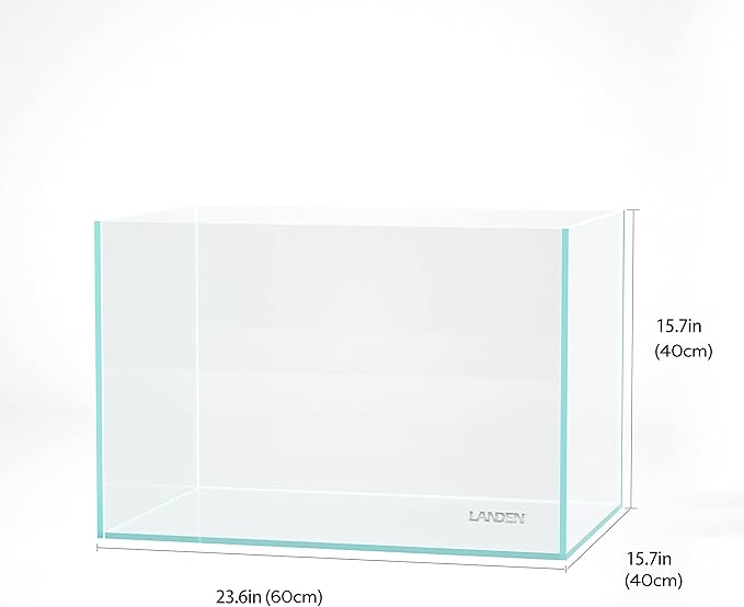 Landen 60P 23 Gallon Rimless Low Iron Aquarium Tank, W23.6×D15.7×H15.7 in(60x40x40cm) 8mm Thickness