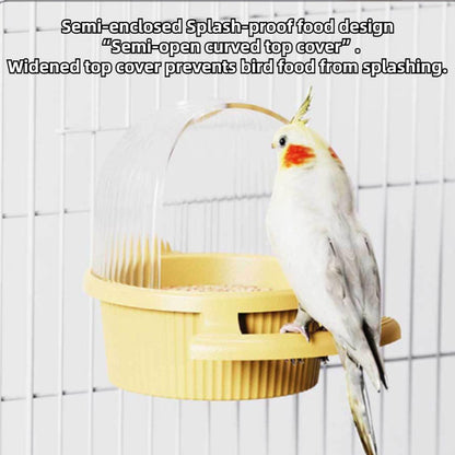 Bird Feeder for Cage – No Mess Feeder & Water Dispenser, Easy to Install and Clean, Semi-Enclosed Design Prevents Splashing (Pink)