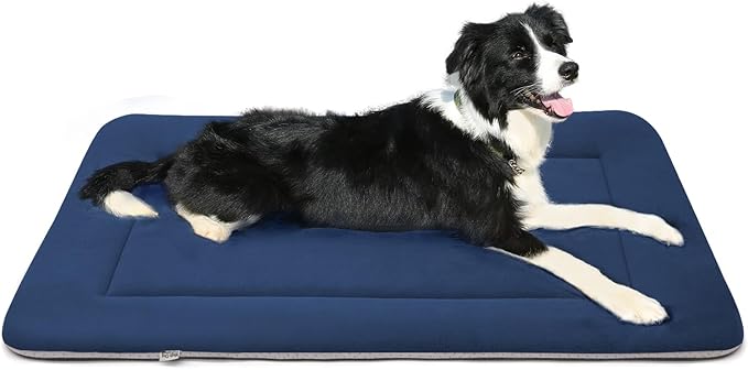 Magic Dog Bed - Soft Crate Pad Mat for Medium/Large Dogs, 36 Inch Machine Washable Kennel Pad with Non-Slip Bottom, Dark Blue