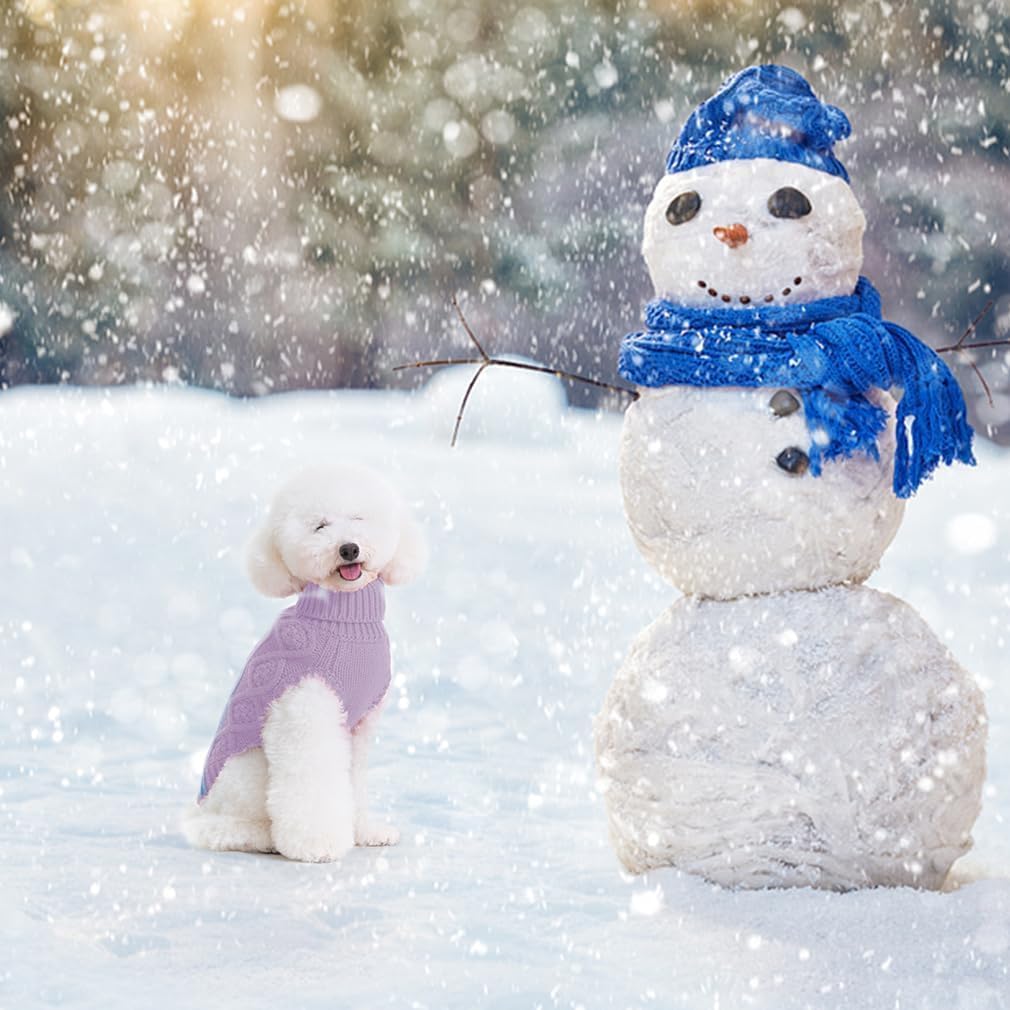 BINGPET Thermal Knitted Dog Sweater for Small Medium Large Dogs,Winter Dog Cat Coat Warm Sweartershirts Outfits,Classic Cable Knit Turtleneck Pullover Dog Jumper Coat Warm Sweartershirts