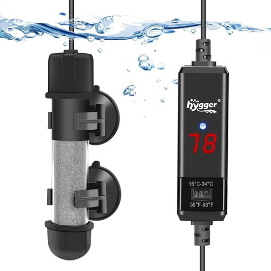 hygger Small Aquarium Betta Heater, Submersible Fish Tank Heater 10W/25W/50W/100W with LED Digital Display, Suitable for Marine Saltwater and Freshwater up to 5/10/16/26 Gallon