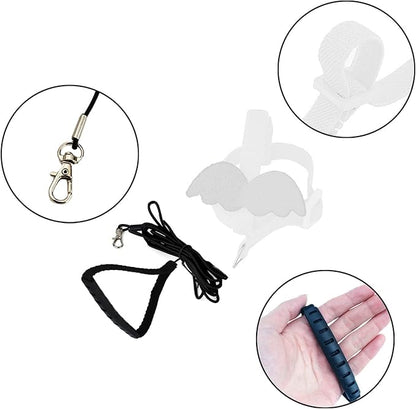 Pet Parrot Bird Harness and Leash, Adjustable Training Design Anti-Bite, Bird Nylon Rope with Cute Wing for Parrots, Suitable for Alexandrine, Scarlet, Keck, Mini Macaw Same Size Birds (White)