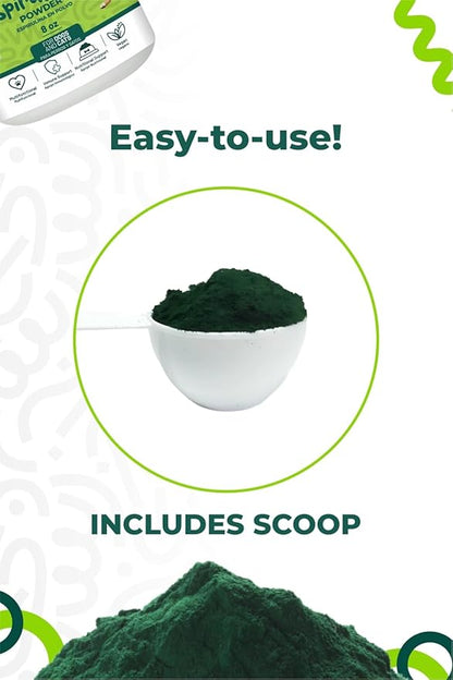 Spirulina-Based Powder for Pets Produced in The Atacama Dessert - Natural Supplement Nutrient-Rich, Essential Amino Acids & Prebiotics - 8 oz