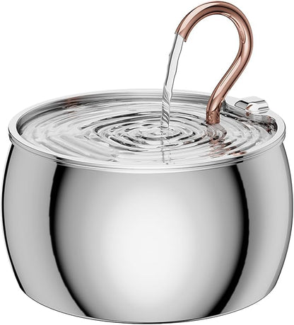 Cat Water Fountain Stainless Steel -2.5L/84oz Gooseneck Kitty Cat Fountain for Drinking Spout - Pet Water Fountain for Cats Inside - Quiet Automatic Cats Water Bowl Dispenser - for Pets& Small Dog