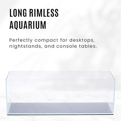 UNS Ultra Clear Rimless Tank - 6.3GAL | 24L - 23.62x7.87x7.87 | 60x20x20 CM, 5mm Glass Thickness, Leveling Mat Included - Low Iron, High Clarity Fish Tank w/ 45° Mitered Edge - [60L]