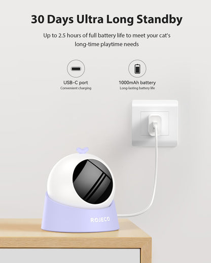 ROJECO Auto Laser Cat Toy - Random Motion Track, Magnetic 360° Base, Run Quiet,Rechargeable with 1000mAh Battery, Auto Sleep & 3 Speed Modes, Safe for Cats,Interactive Cat Toys for Bored Indoor,Purple