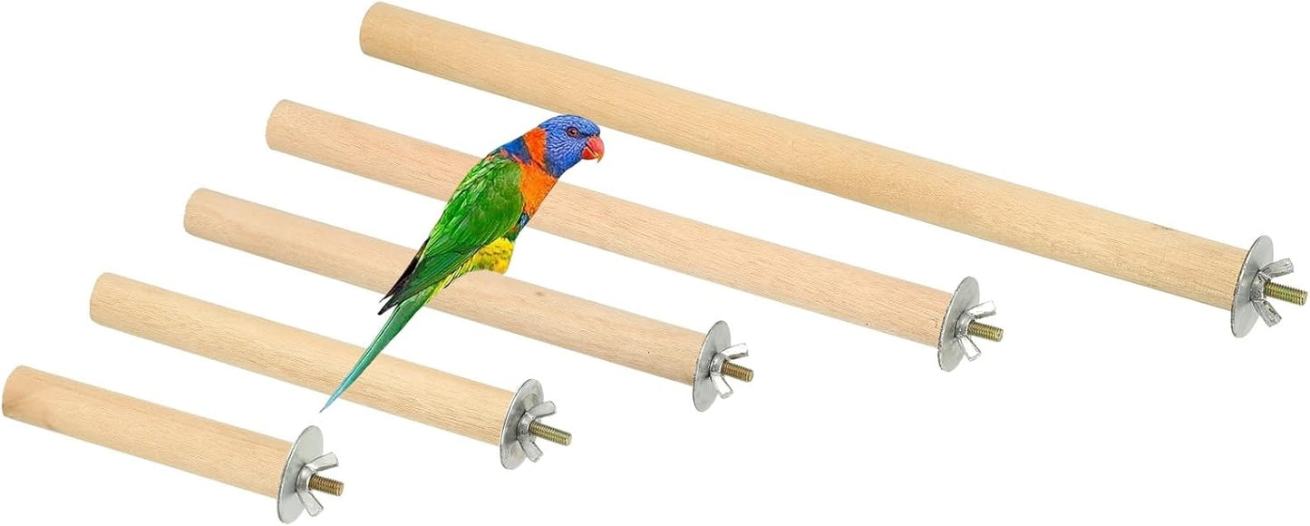 Parrot Perch, Wooden Parrot Perch Stand Toy, Paw Grinding Stick, Bird Cage Accessories, 5 Sizes (5 Colors, 5 Pcs) Birds Toys Intended for Cage/Parakeets/Conure/Budgie