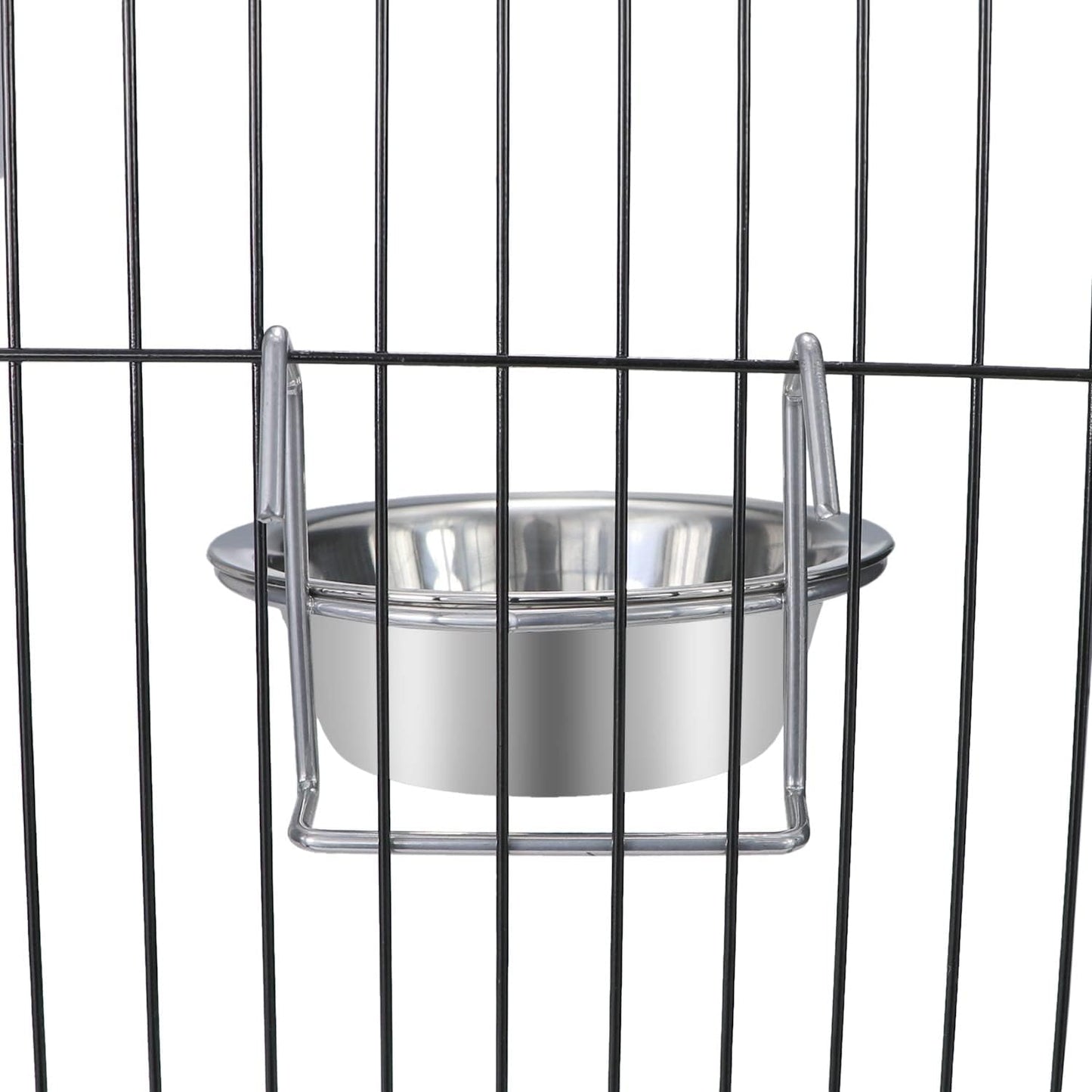 Wontee Pet Bowl Stainless Steel Hanging Food Water Bowls Bird Cage Feeder for Birds, Parrots, Small Sized Dogs and Cats (S)