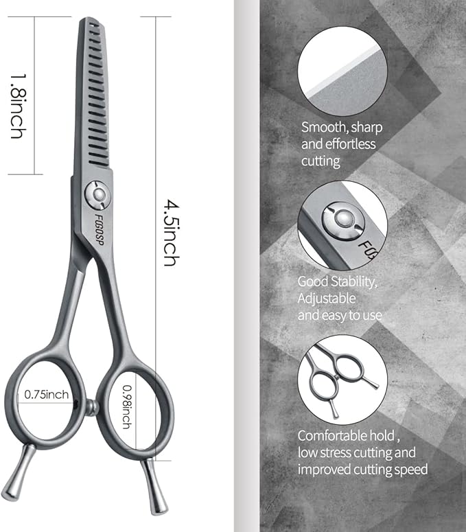 4.5" Thinning Shears for Dogs Grooming Face with Safety Round Tip for Small Dogs Face Paw Ears Trimmer Professional Small Cat Grooming Scissors (4.5" Blender, Gray)