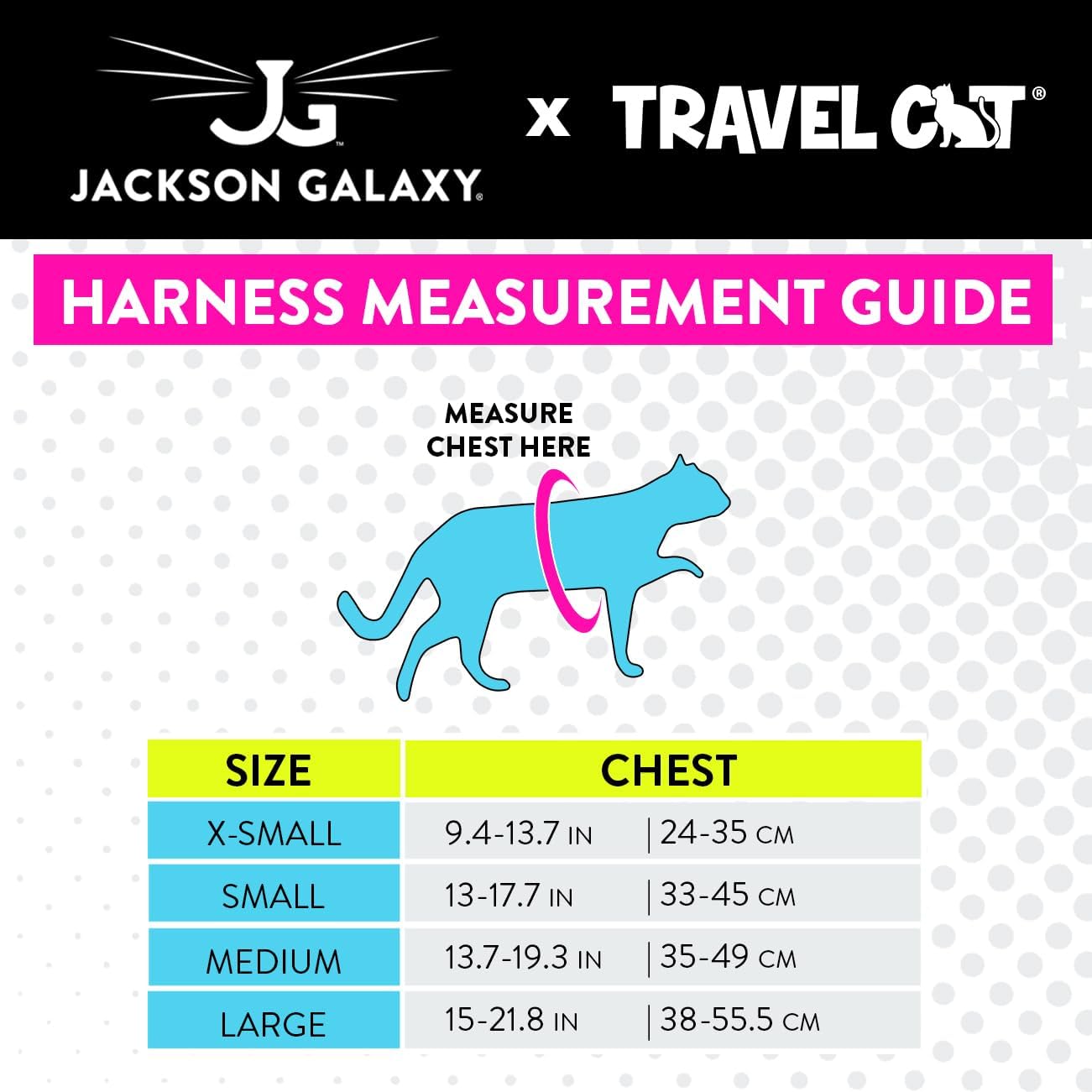 Travel Cat x Jackson Galaxy Harness and Leash Set - Adjustable Fit Mesh Cat Harness with Nylon Leash - Comfort, Escape Proof Harness for Cats, Kitten for Outdoor Walking, Hiking (Medium)