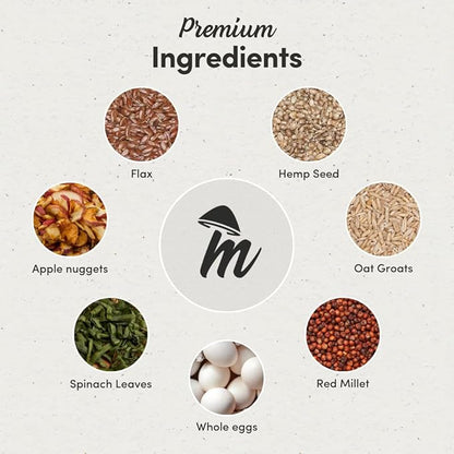 Mycelium Pet Bird Plus Feed (5 LB Bag) | Organic Bird Food for Parakeets, Lovebirds & Cockatiels | Vitamin-Fortified with Real Fruits & Veggies | Immune Support, Daily Nutrition | Non-GMO, USA Made