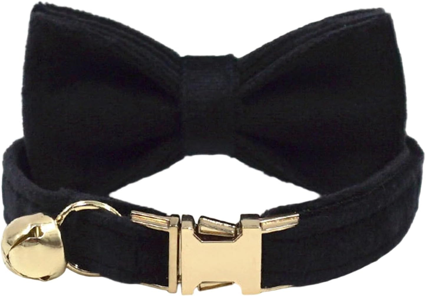 Personalized Cat Collar with Bells,Velvet Customized Small Cat Collar with Name Tag,Pet Collar with Name Phone Number Engraved ID Tags for Boy and Girl Kitten Cats (Black)