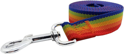 Nylon Dog Training Leash, Traction Rope, 4Ft /5 Foot /6 Feet Long, 5/8 inch 3/4 Inch 1 Inch Wide, for Small and Medium Dogs (1'' x 12 FT, Rainbow)